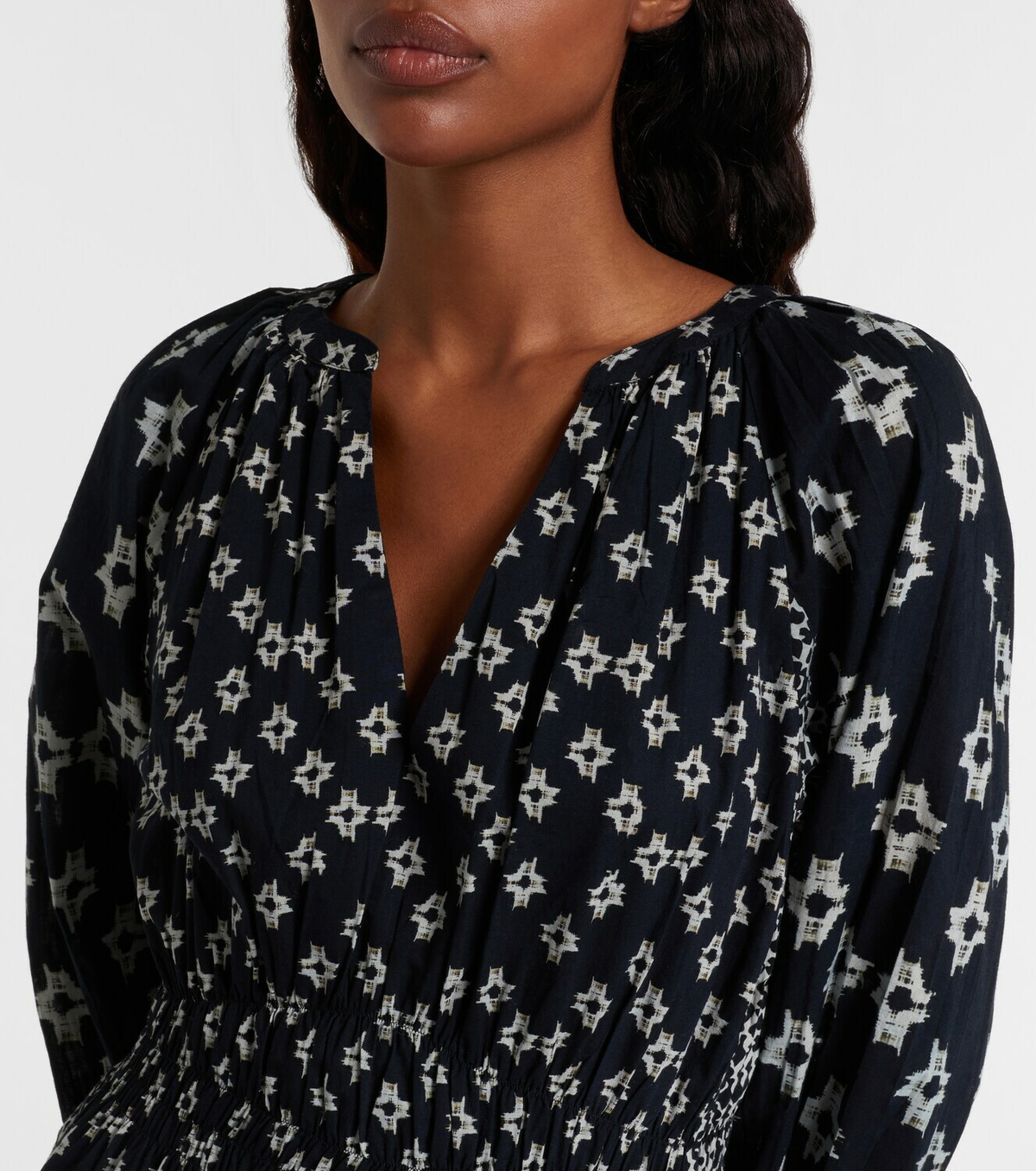 Velvet Elen embroidered cotton midi dress