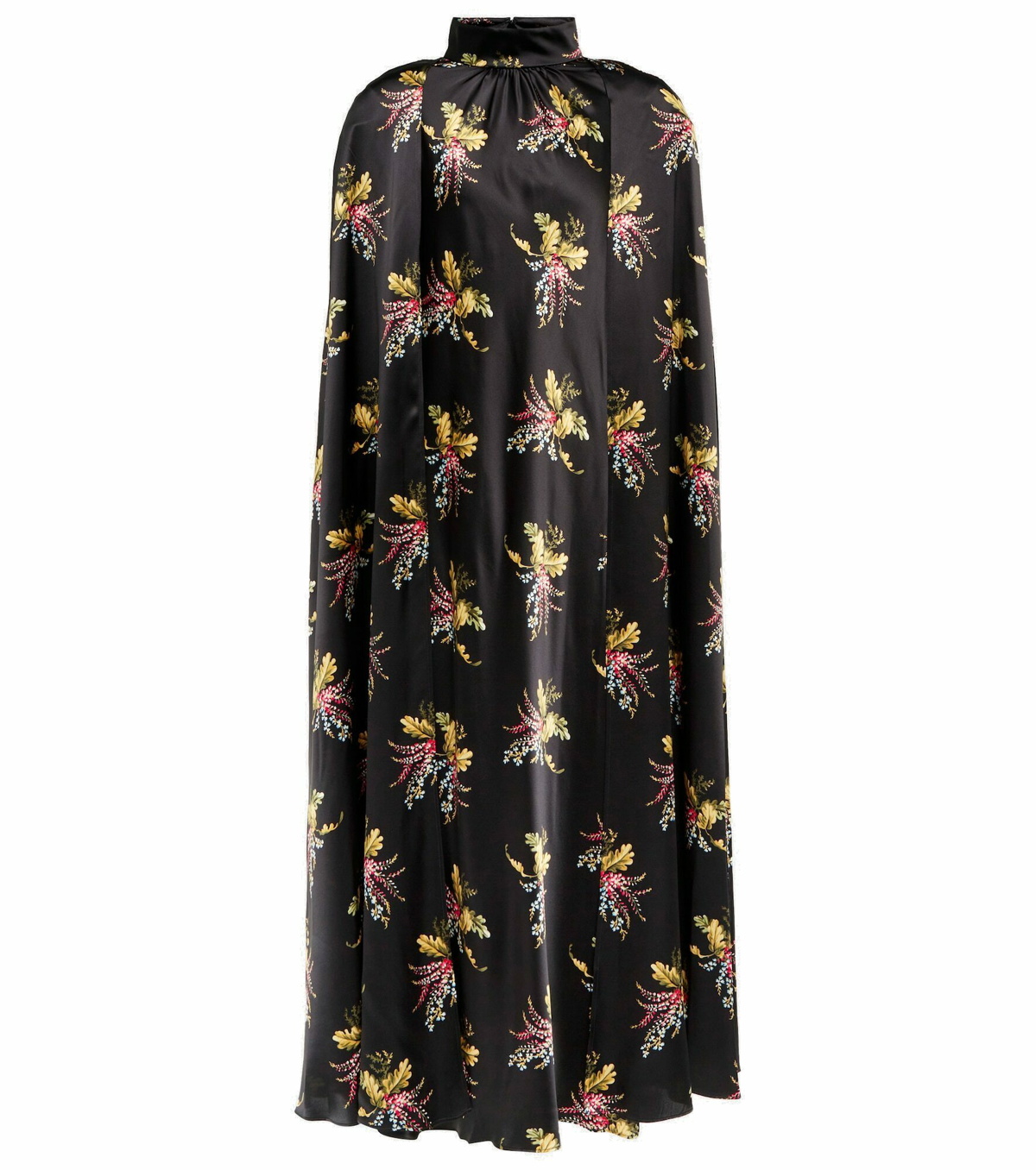 Rodarte - Floral silk charmeuse cape midi dress Rodarte