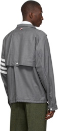 Thom Browne Grey 4-Bar Double-Zip Raglan Jacket