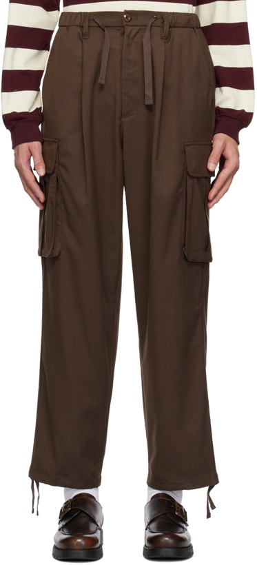 Photo: Uniform Bridge Brown Drawstring Cargo Pants