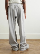 RRR123 - Flag Faster Wide-Leg Distressed Printed Cotton-Jersey Sweatpants - Gray