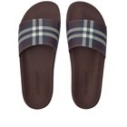 Burberry Men's Furley Check Slide in Deep Maroon Check