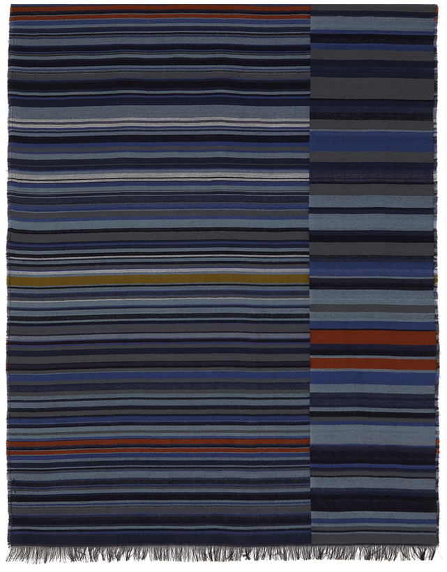 Photo: Paul Smith Navy Multi-Stripe Jacquard Scarf