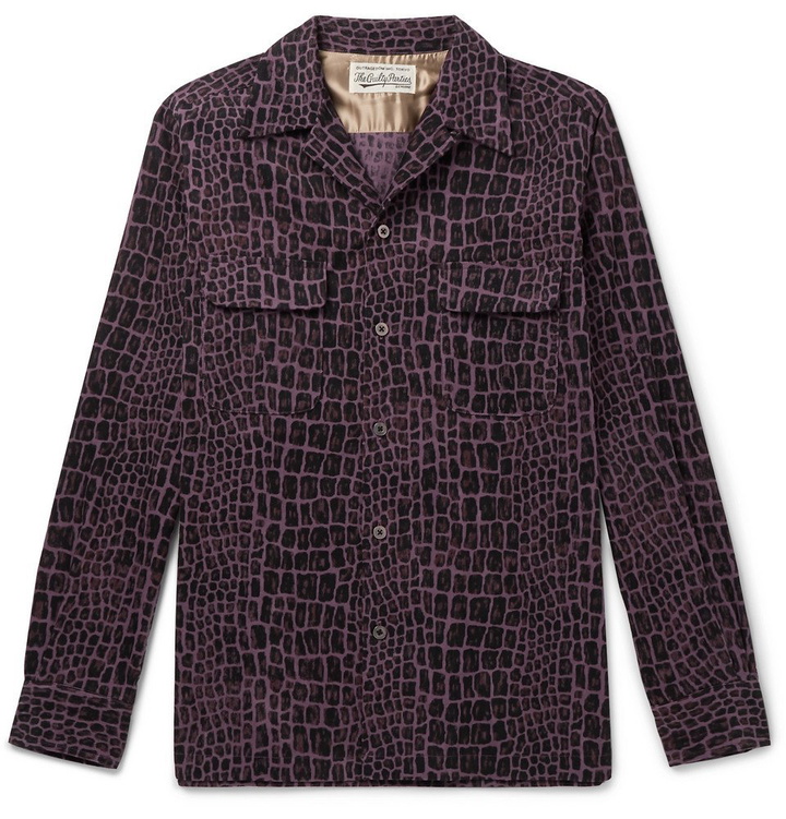 Photo: Wacko Maria - Camp-Collar Printed Cotton-Corduroy Shirt - Men - Purple