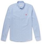 AMI - Button-Down Collar Logo-Appliquéd Cotton Oxford Shirt - Blue