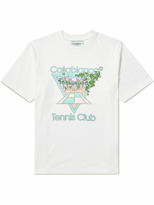 Photo: Casablanca - Tennis Club Logo-Print Cotton-Jersey T-Shirt - White