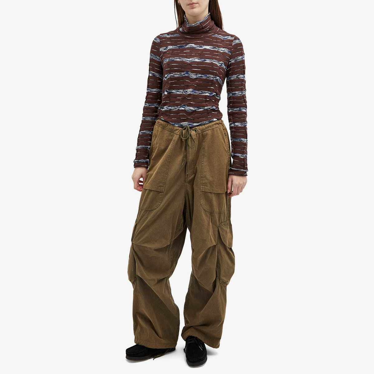 Brain Dead Women's Space Dye Turtlenck Top in Navy Multi
