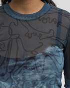ØLÅF SCRIPT AOP MESH TOP LS Blue Womens Longsleefe