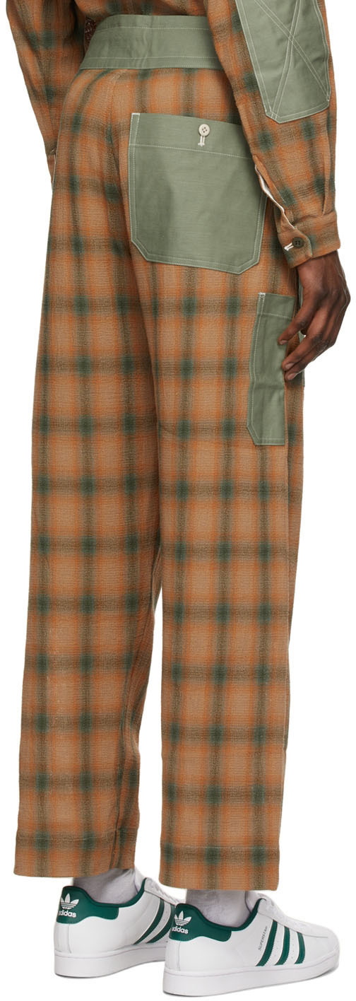 Nicholas Daley Orange & Green Check Work Trousers Nicholas Daley