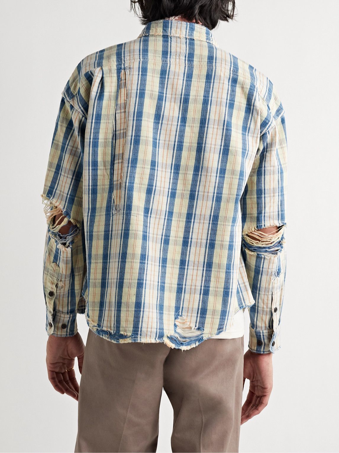 Visvim - Pioneer Distressed Checked Cotton and Linen-Blend Twill