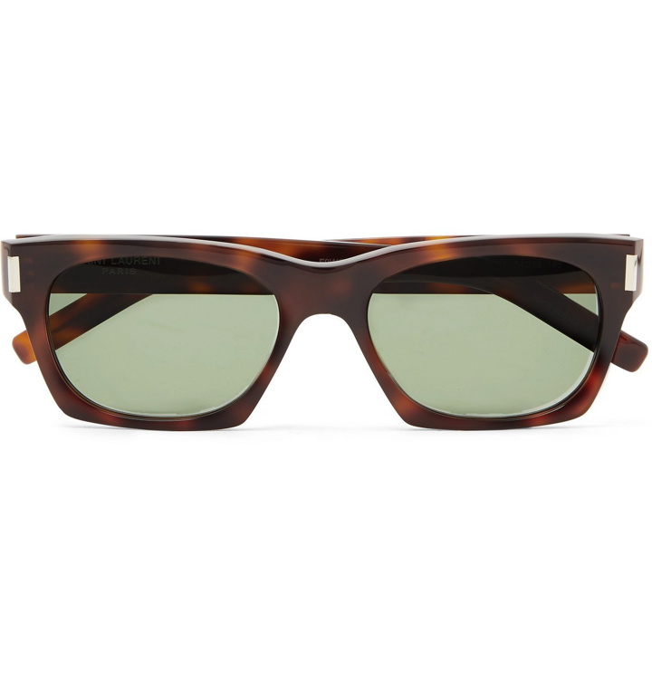 Photo: SAINT LAURENT - Square-Frame Acetate and Silver-Tone Sunglasses - Brown