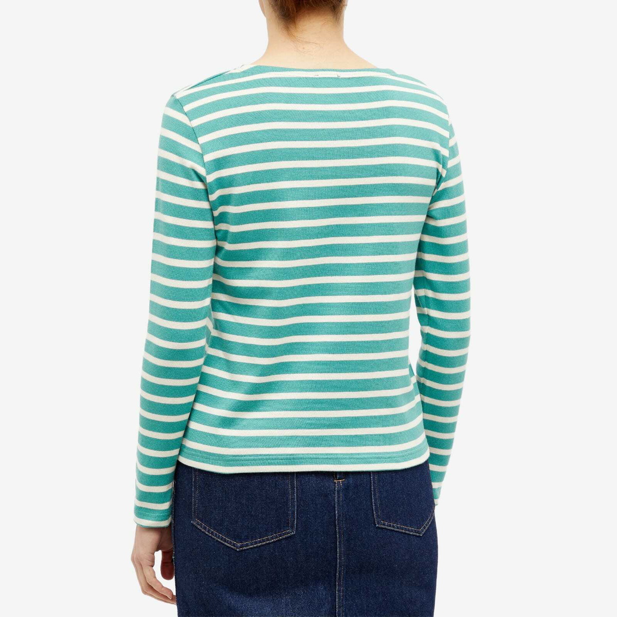 Armor-Lux Women's Long Sleeve Marinière Heritage T-Shirt in Infinity/Natural