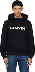 Lanvin Black 'Lanvin' Shearling Cotton Hoodie
