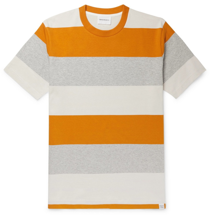 Photo: Norse Projects - Johannes Striped Cotton-Jersey T-Shirt - Orange