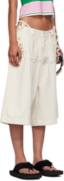 ABRA SSENSE Exclusive Beige Double Denim Shorts