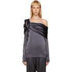 Baja East Grey Draped Satin Blouse