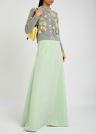Bernadette Nonna Floral-intarsia Wool-blend Cardigan Grey