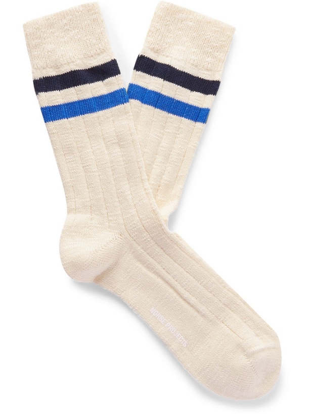 Photo: NORSE PROJECTS - Bjarki Striped Ribbed Cotton Socks