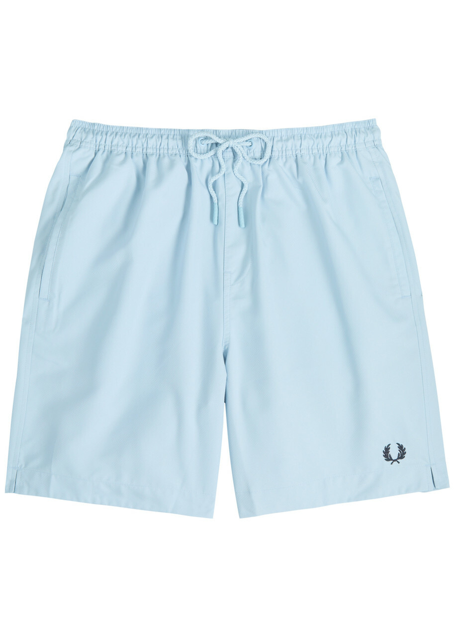 Fred Perry Logo-embroidered Shell Swim Shorts Light Blue