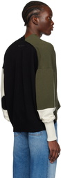 MM6 Maison Margiela Khaki & Black Paneled Cardigan