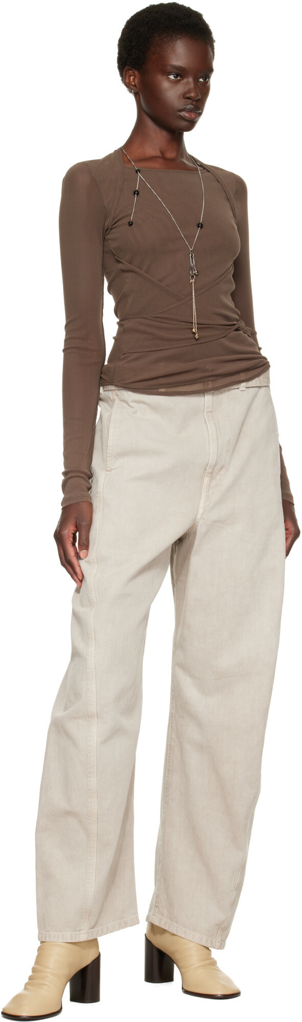 LEMAIRE Brown Ballerina Wrap Blouse