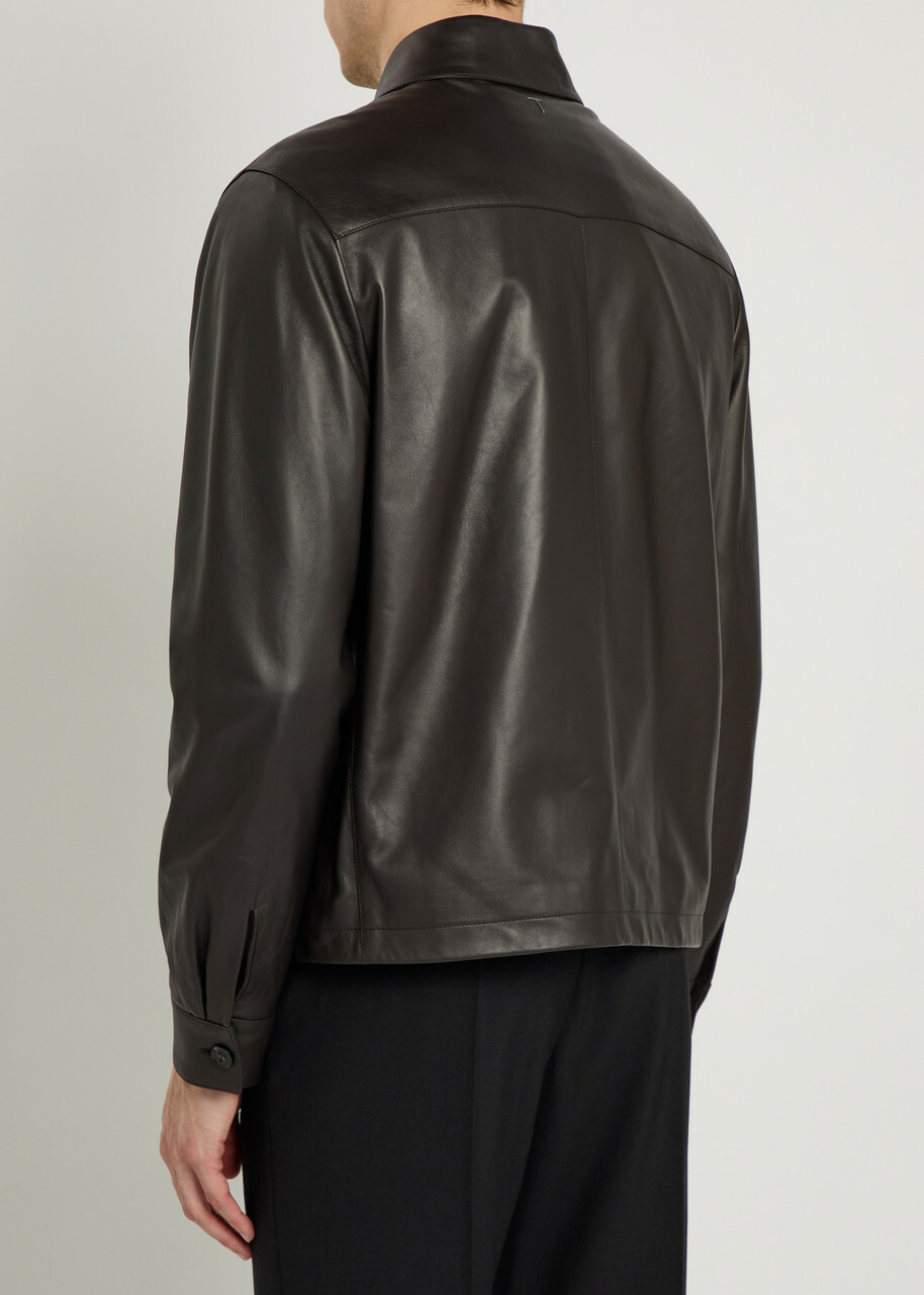 Tods Leather Overshirt Brown