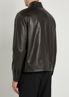 Tods Leather Overshirt Brown
