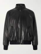A.PRESSE - Padded Leather Harrington Jacket - Black