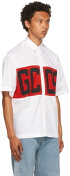 GCDS White Knit Logo Short Sleeve Shirt