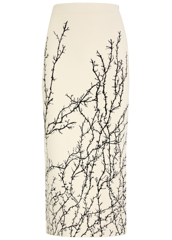 Photo: Alexander Mcqueen Thorn Branches Knitted Midi Skirt Multi Print