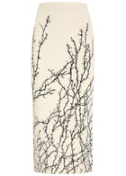 Alexander Mcqueen Thorn Branches Knitted Midi Skirt Multi Print
