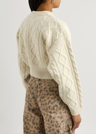 Frame Cable-knit Wool Cardigan Cream