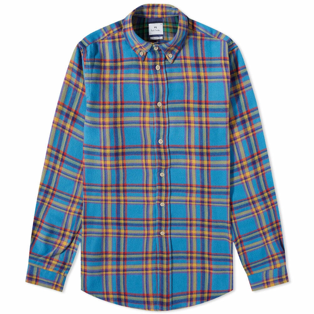 Photo: Paul Smith Men's Button Down Checked Shirt in Bright Blue Check