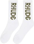 Rhude White Vertical Socks