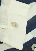 Veronica Beard Hollandale Striped Ramie Shirt Navy