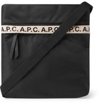 A.P.C. - Logo-Print Tape-Trimmed Nylon Messenger Bag - Black