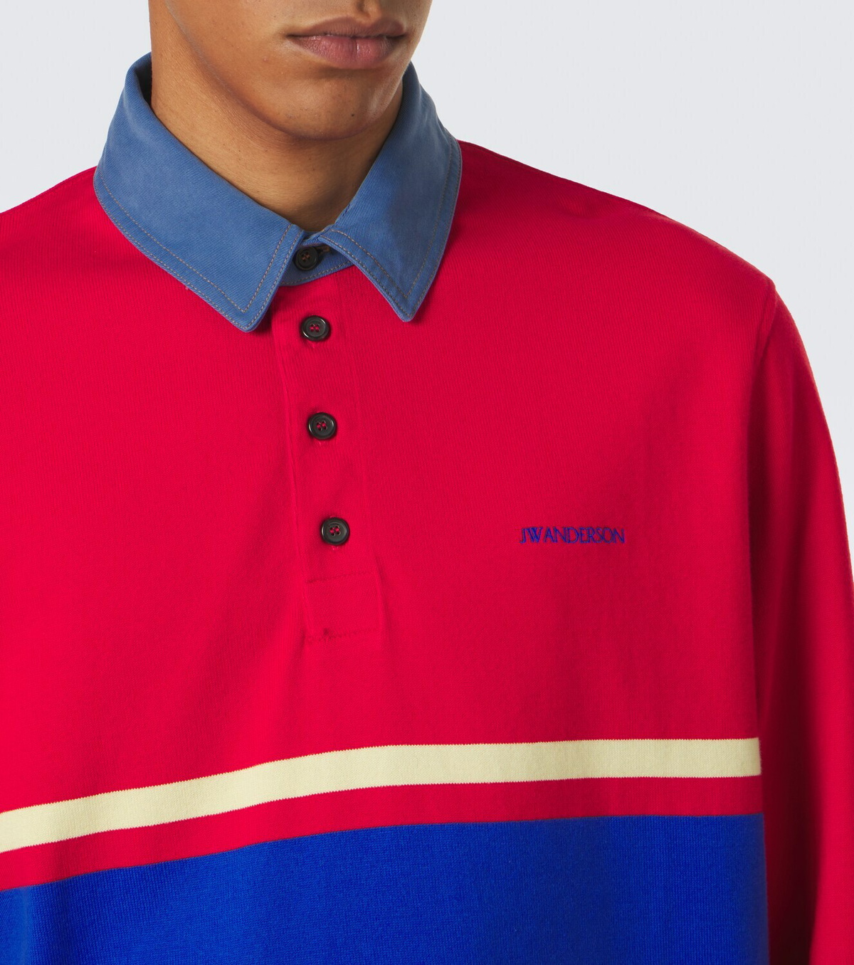JW Anderson Paneled cotton jersey polo shirt
