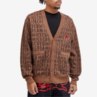 ICECREAM Men's Text Print Knit Cardigan in Brown