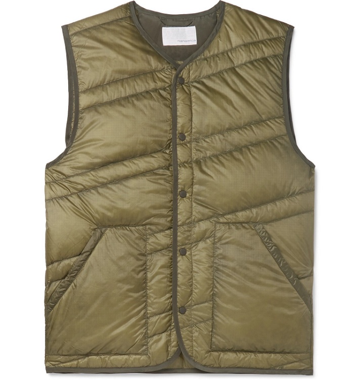 Photo: nanamica - Slim-Fit Quilted Nylon-Ripstop Down Gilet - Green