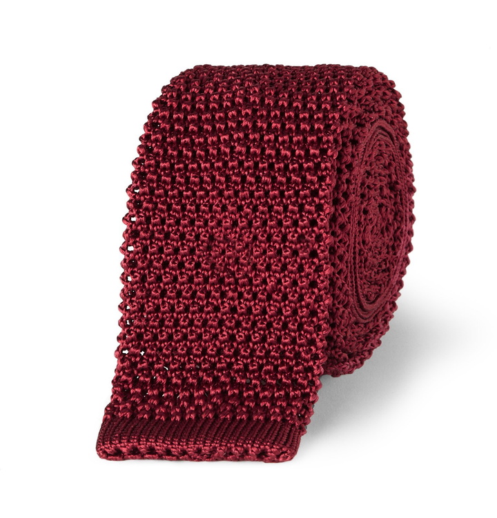 Photo: Charvet - 4.5cm Knitted Silk Tie - Burgundy