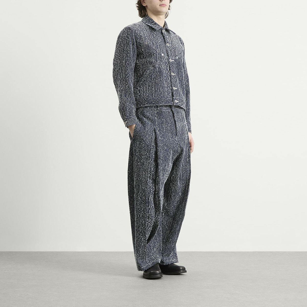Sage Nation Men's Needle Punch Denim Jiji Jacket in Indigo Needle Punch