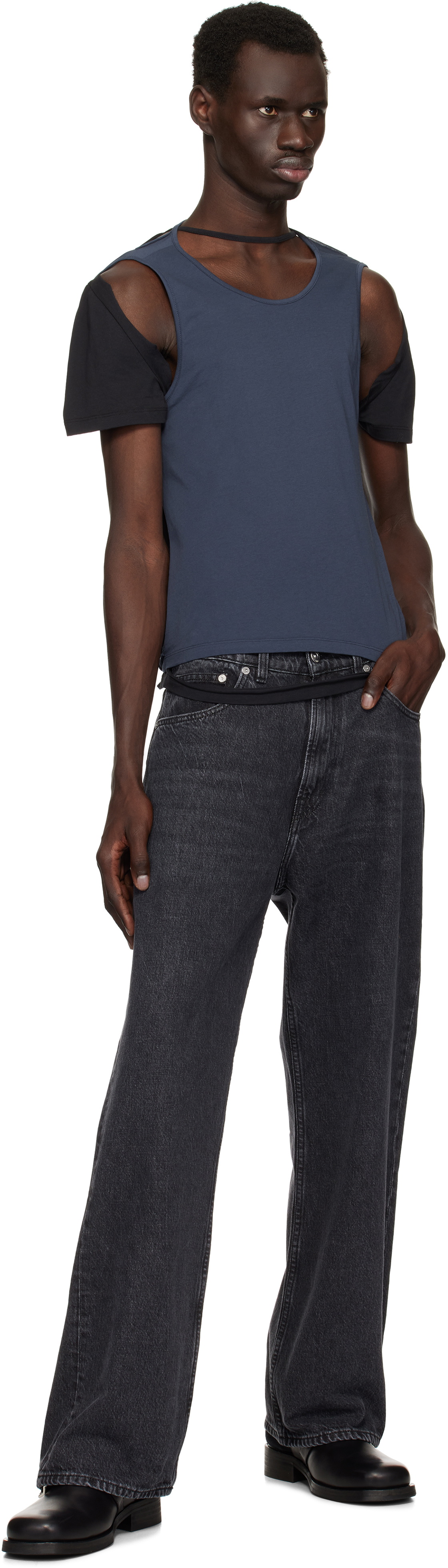 Eckhaus Latta Black & Navy Hugging T-shirt