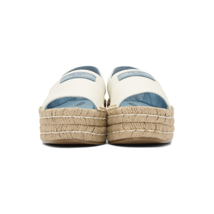 【送料&関税込】Prada White Leather Espadrilles Prada White Leather Platform Espadrilles Size 38 Prada | TLC