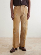 Kartik Research - Zardozi Straight-Leg Embellished Paneled Cotton-Canvas Trousers - Neutrals