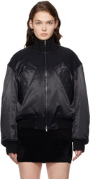 Alexander Wang Black Sateen Bomber Jacket