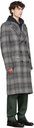 Boss Grey Wool Houndstooth Coat