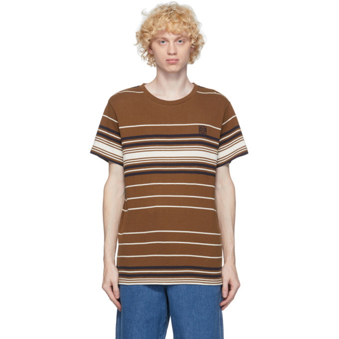 Photo: Loewe Brown Stripe Anagram Embroidered T-Shirt