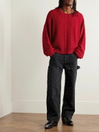 Enfants Riches Déprimés - Distressed Cable-Knit Cashmere Sweater - Red