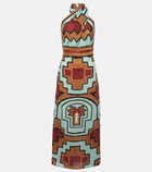 Johanna Ortiz Printed halterneck linen maxi dress