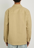 Saint Laurent Logo-embroidered Twill Overshirt Beige